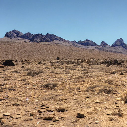 A mostly barren landscape with a few jagged peaks in the distance. The sky is a harsh, unforgiving blue, and the air is cold and dry.